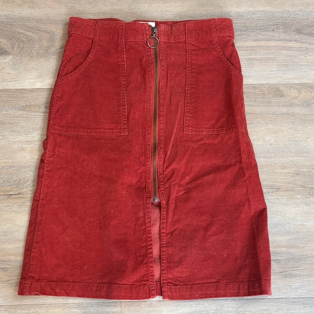 SUN&SHADOW BURNT RED CORDUROY SKIRT